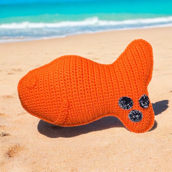 New Crochet Orange Goldfish Cracker Cuddler - Picture 2 of 12